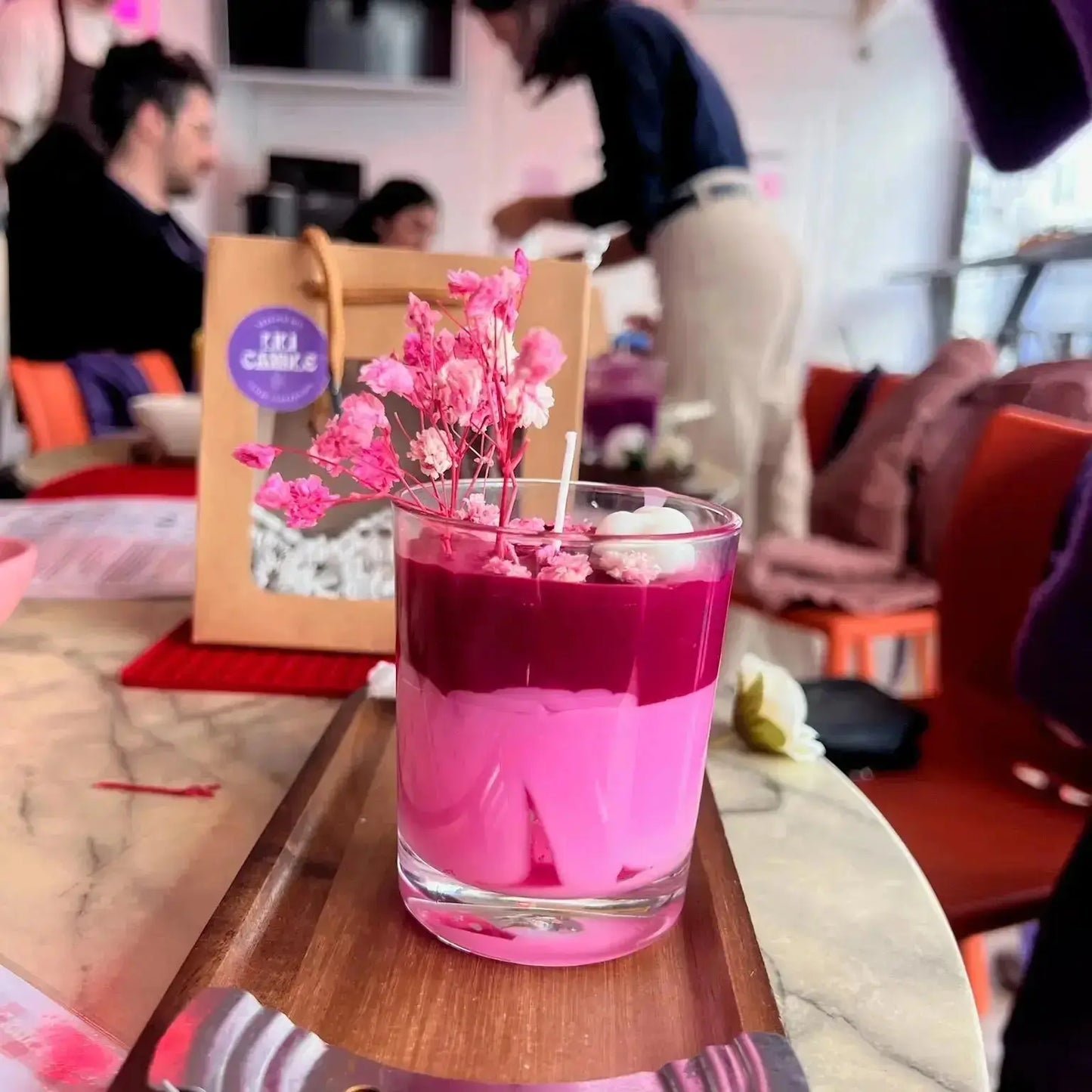 Bougie fleurs séchées rose - création atelier DIY Paris | Lili Candle
